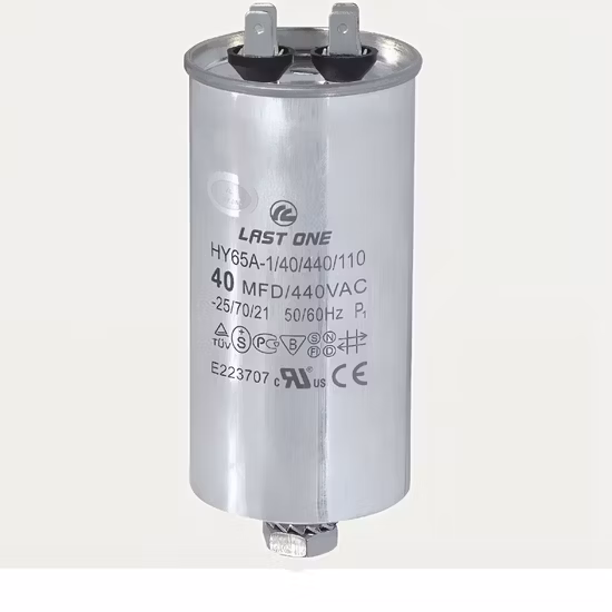 Condensateur de climatiseur Cbb65 250V, boîtier métallique, Type Terminal, fond plat 50UF